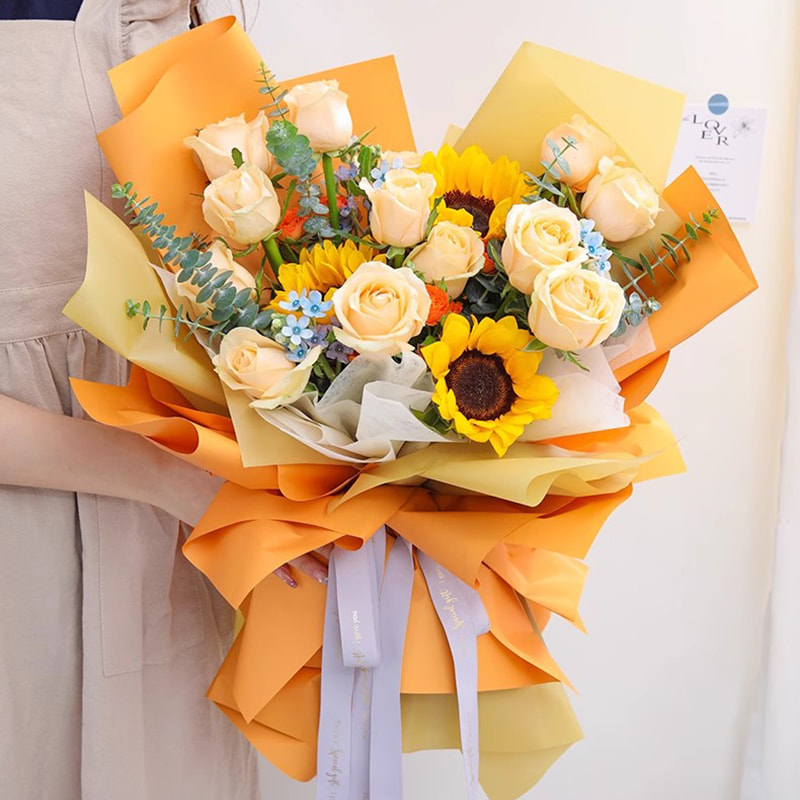 MYHC-01 Doppelseitiges und zweifarbiges Ouya-Papier, Perlglanzfolie, Blumen-Geschenkpapier