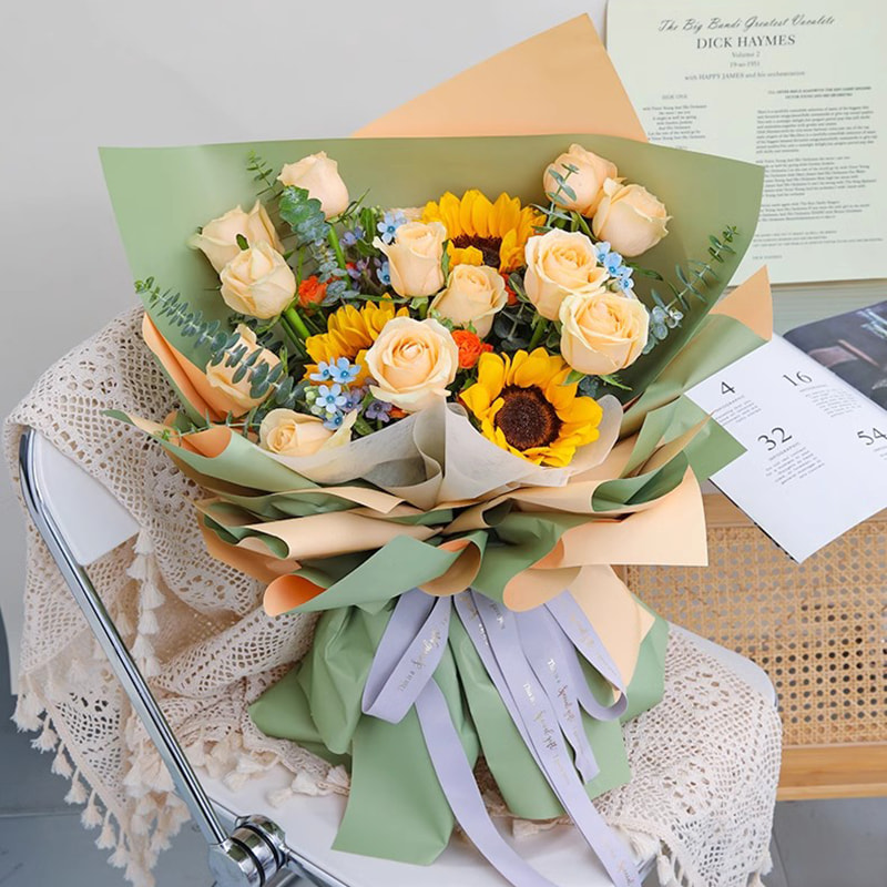 MYHC-01 Doppelseitiges und zweifarbiges Ouya-Papier, Perlglanzfolie, Blumen-Geschenkpapier