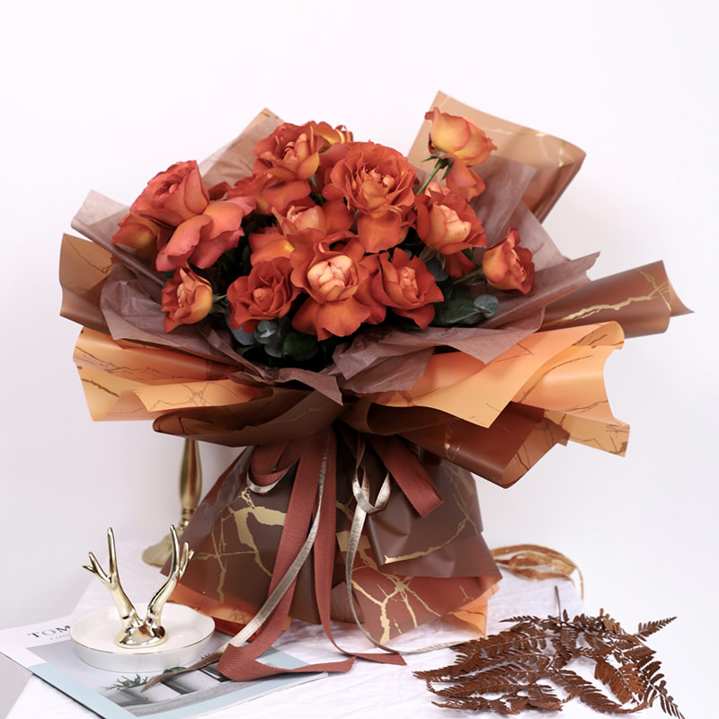 MYHC-13 Goldenes Marmormuster-Kunststoffblumen-Geschenkpapier