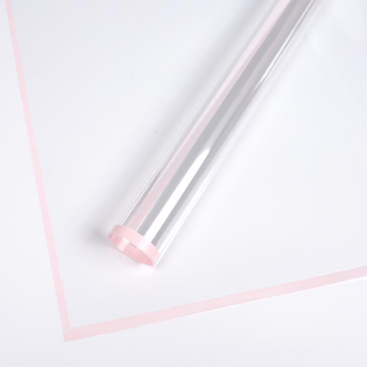 MYHC-15 Transparentes Blumen-Geschenkpapier aus Kunststoff mit einfarbigem Rand