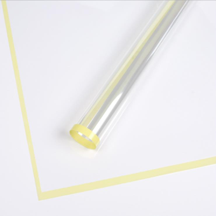 MYHC-15 Transparentes Blumen-Geschenkpapier aus Kunststoff mit einfarbigem Rand