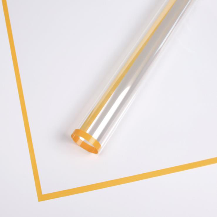 MYHC-15 Transparentes Blumen-Geschenkpapier aus Kunststoff mit einfarbigem Rand