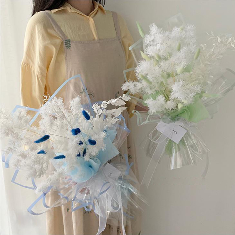 MYHC-15 Transparentes Blumen-Geschenkpapier aus Kunststoff mit einfarbigem Rand