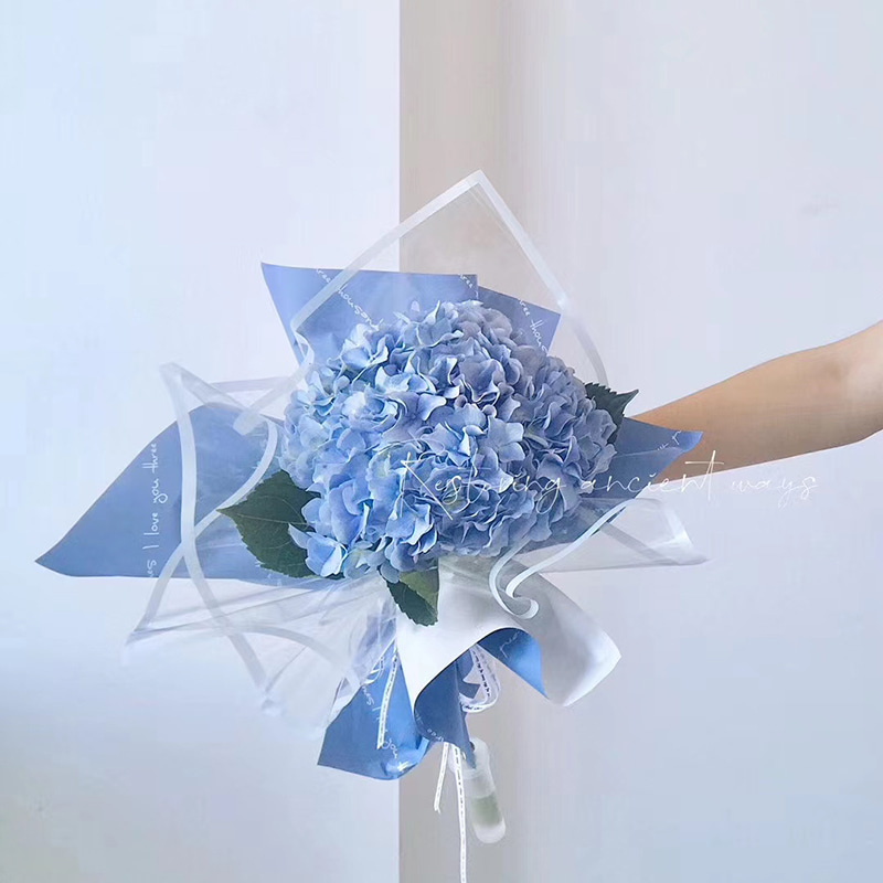 MYHC-15 Transparentes Blumen-Geschenkpapier aus Kunststoff mit einfarbigem Rand