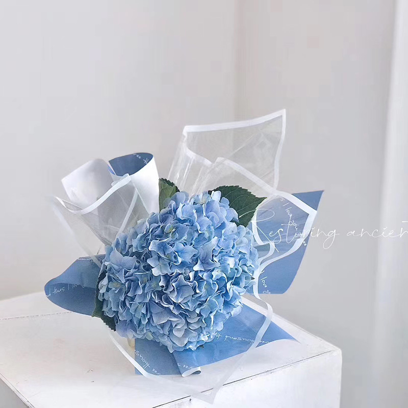 MYHC-15 Transparentes Blumen-Geschenkpapier aus Kunststoff mit einfarbigem Rand