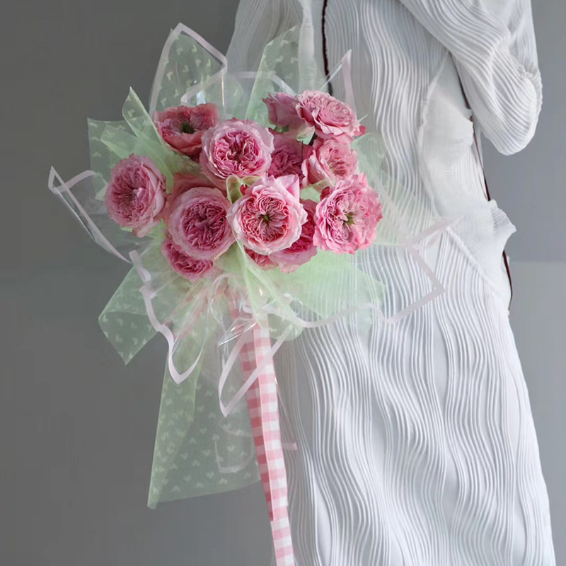 MYHC-15 Transparentes Blumen-Geschenkpapier aus Kunststoff mit einfarbigem Rand