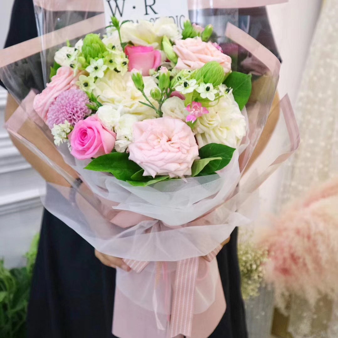 MYHC-16 Blumen-Geschenkpapier aus OPP-Kunststoff mit transparentem Rand