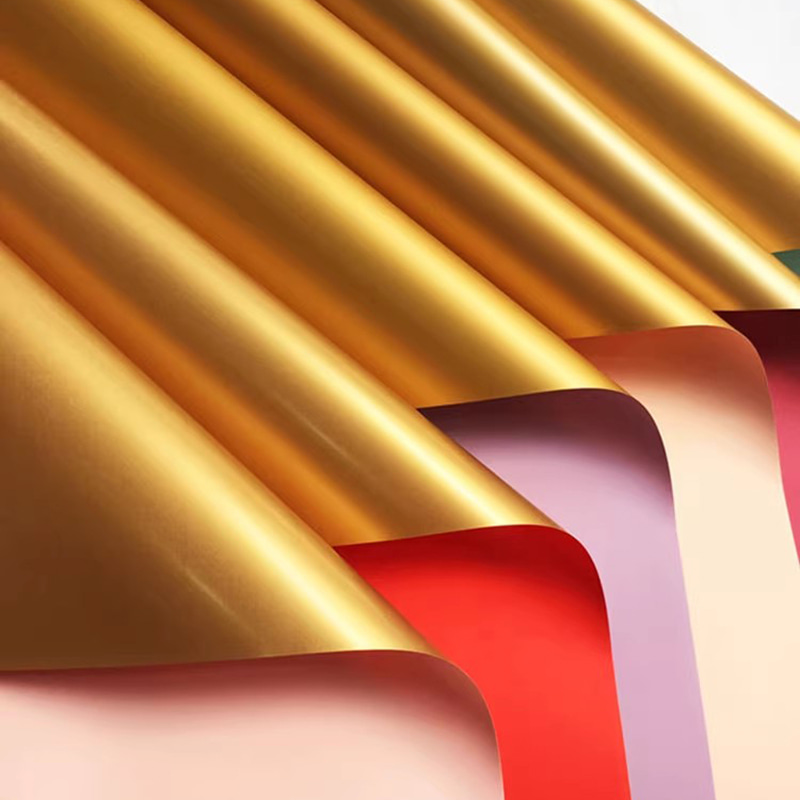 MYHC-17 Einseitiges Flash-Gold, doppelseitiges zweifarbiges Blumen-Geschenkpapier mit Perlglanzfolie