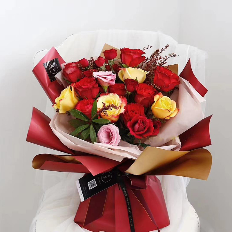 MYHC-17 Einseitiges Flash-Gold, doppelseitiges zweifarbiges Blumen-Geschenkpapier mit Perlglanzfolie