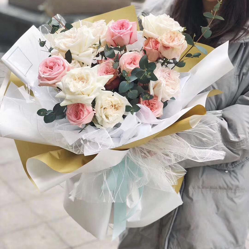 MYHC-17 Einseitiges Flash-Gold, doppelseitiges zweifarbiges Blumen-Geschenkpapier mit Perlglanzfolie