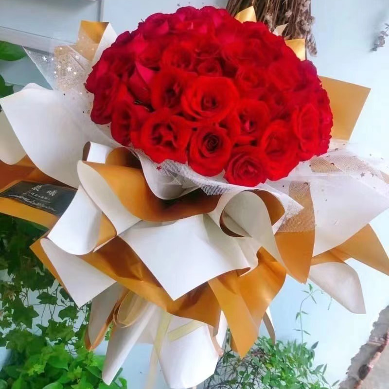 MYHC-17 Einseitiges Flash-Gold, doppelseitiges zweifarbiges Blumen-Geschenkpapier mit Perlglanzfolie
