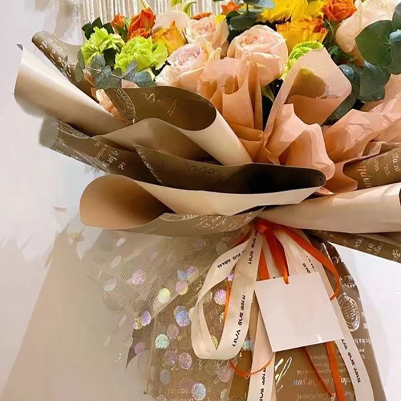 MYHC-19 Einseitig gemusterte, aluminiumbeschichtete Blumenverpackungsfolie aus Rindsleder