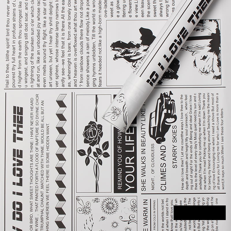 MYHC-21 Geschenkpapier im Retro-Zeitungsstil aus Rindsleder mit Blumen