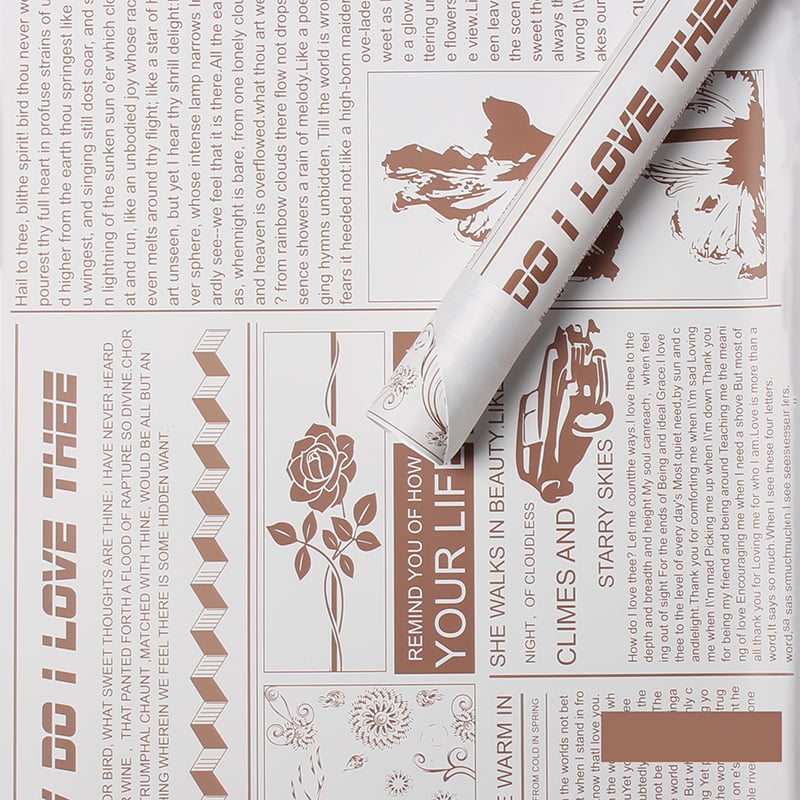 MYHC-21 Geschenkpapier im Retro-Zeitungsstil aus Rindsleder mit Blumen