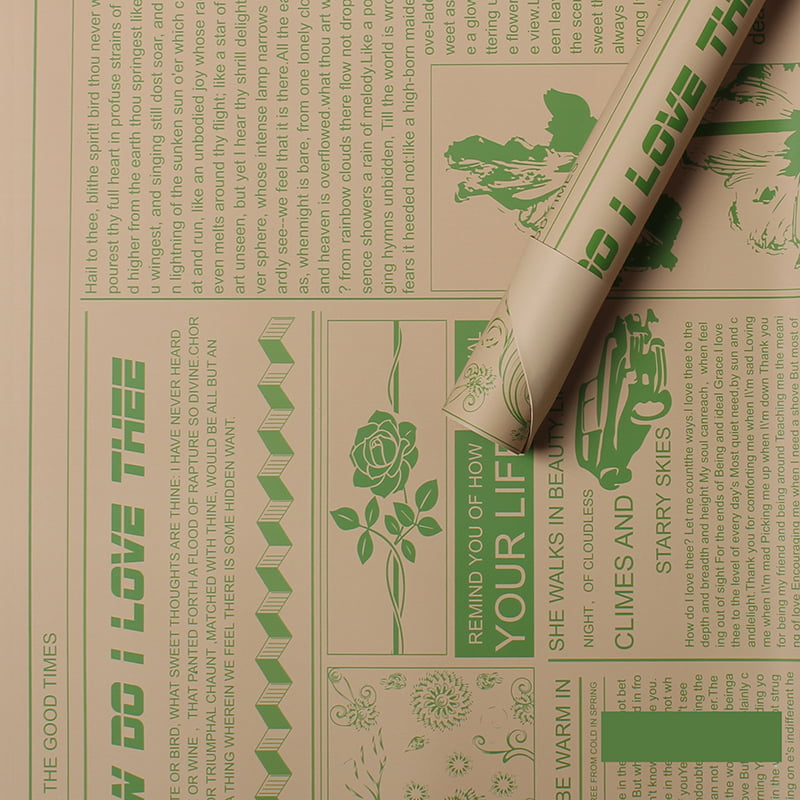 MYHC-21 Geschenkpapier im Retro-Zeitungsstil aus Rindsleder mit Blumen