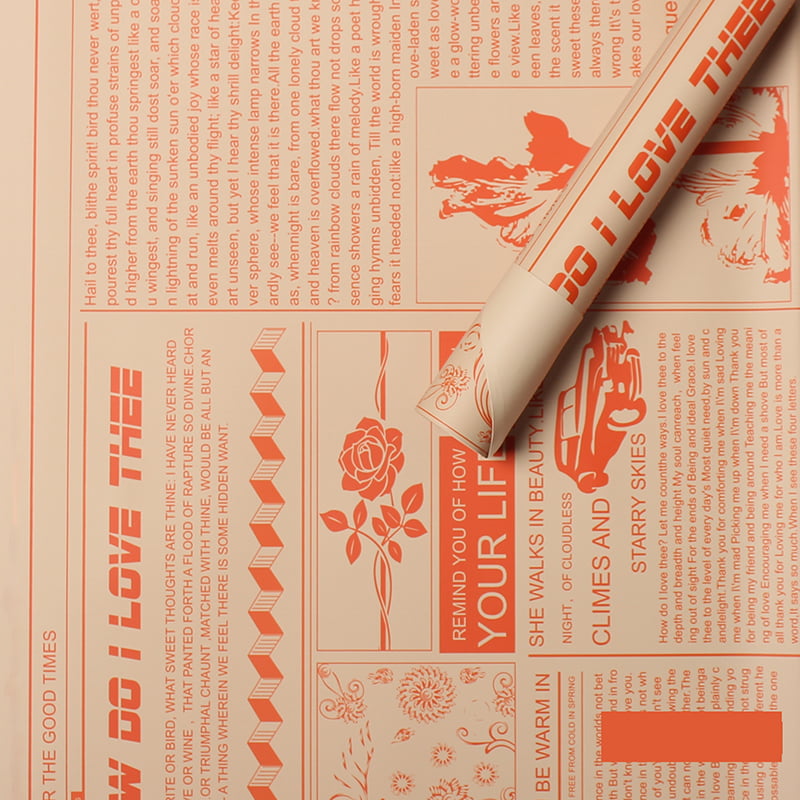 MYHC-21 Geschenkpapier im Retro-Zeitungsstil aus Rindsleder mit Blumen