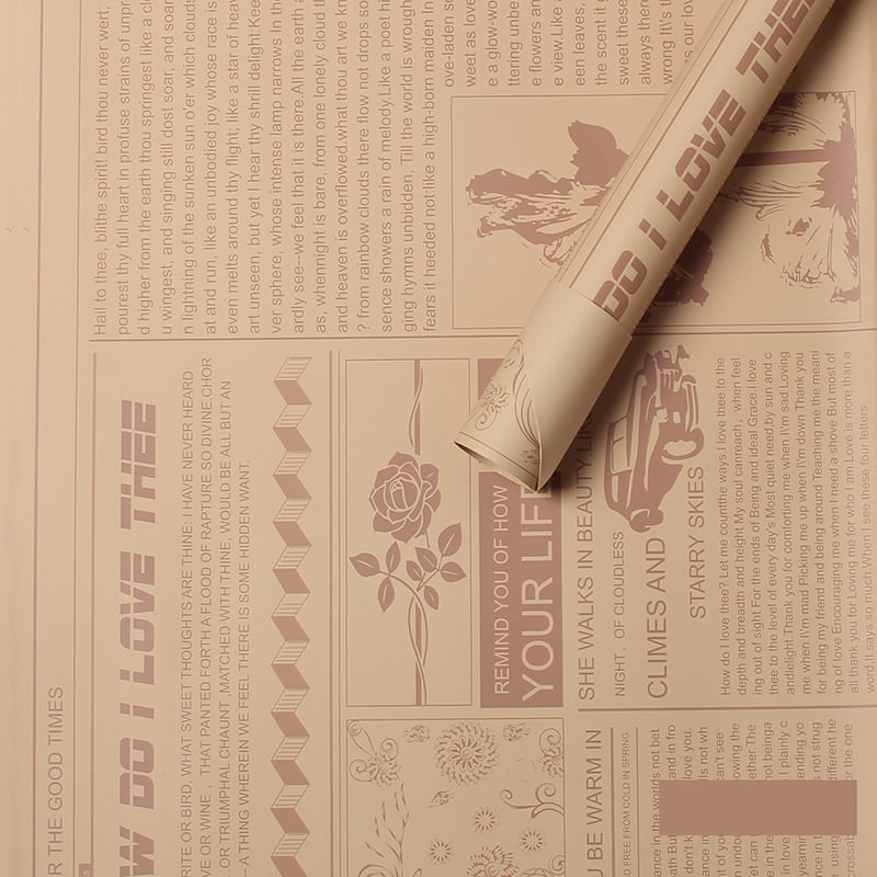 MYHC-21 Geschenkpapier im Retro-Zeitungsstil aus Rindsleder mit Blumen