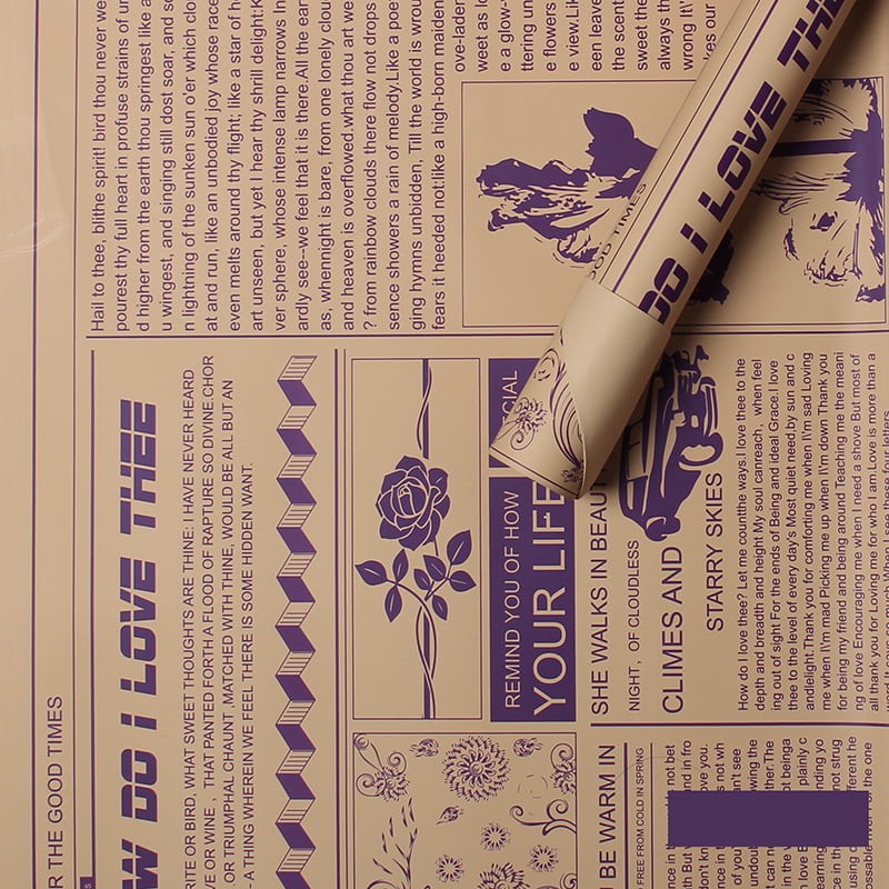 MYHC-21 Geschenkpapier im Retro-Zeitungsstil aus Rindsleder mit Blumen