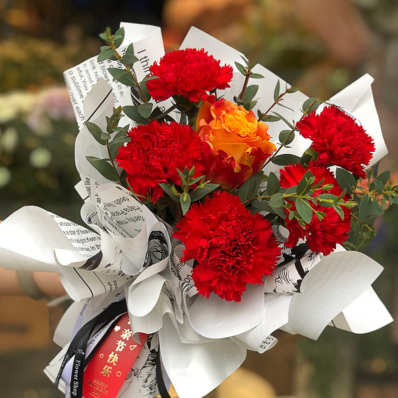 MYHC-21 Geschenkpapier im Retro-Zeitungsstil aus Rindsleder mit Blumen