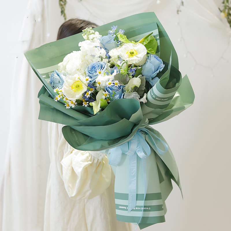MYHC-22 57×57cm (±2cm) einseitiges, horizontales Blumen-Geschenkpapier mit Perlglanzfolie