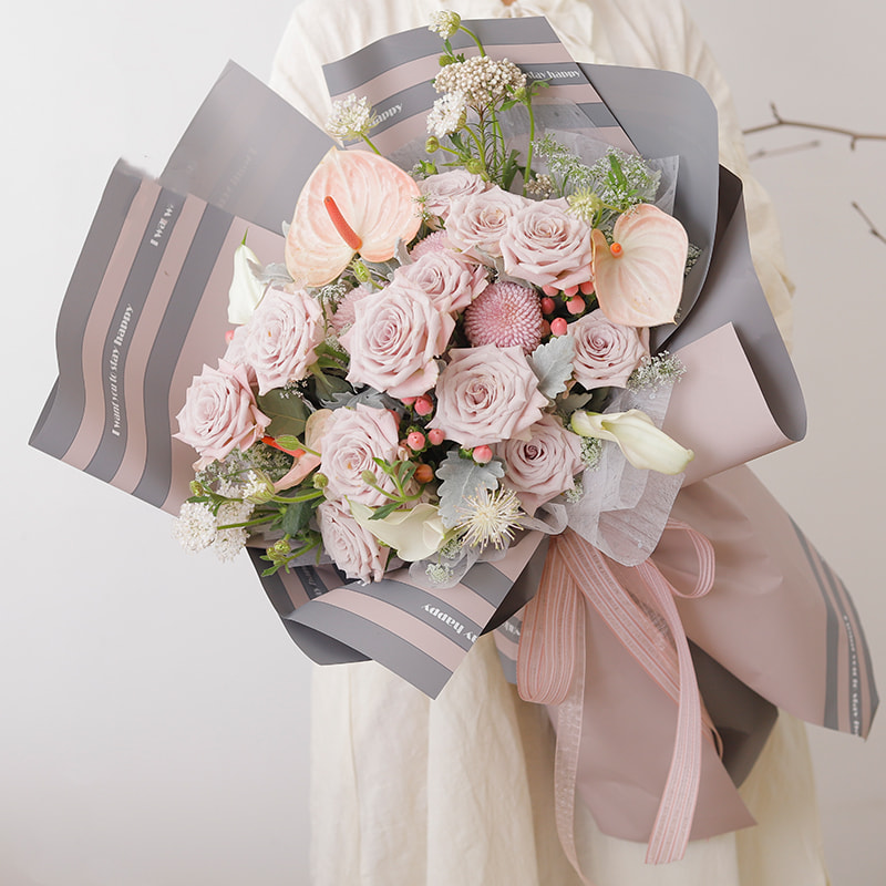 MYHC-22 57×57cm (±2cm) einseitiges, horizontales Blumen-Geschenkpapier mit Perlglanzfolie