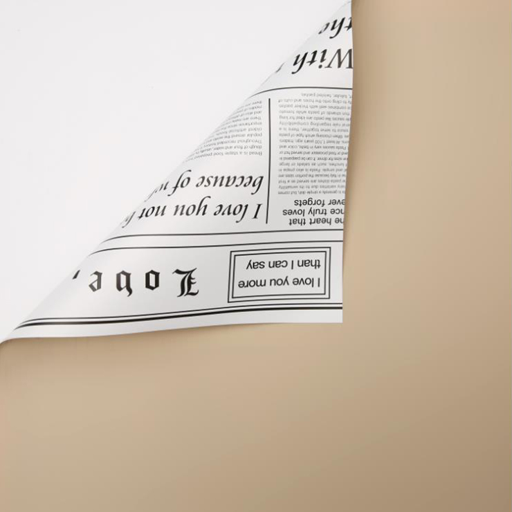 MYHC-23 Einseitige Verpackungsfolie im Zeitungsstil, doppelseitige und zweifarbige Blumenverpackungsfolie aus Rindsleder