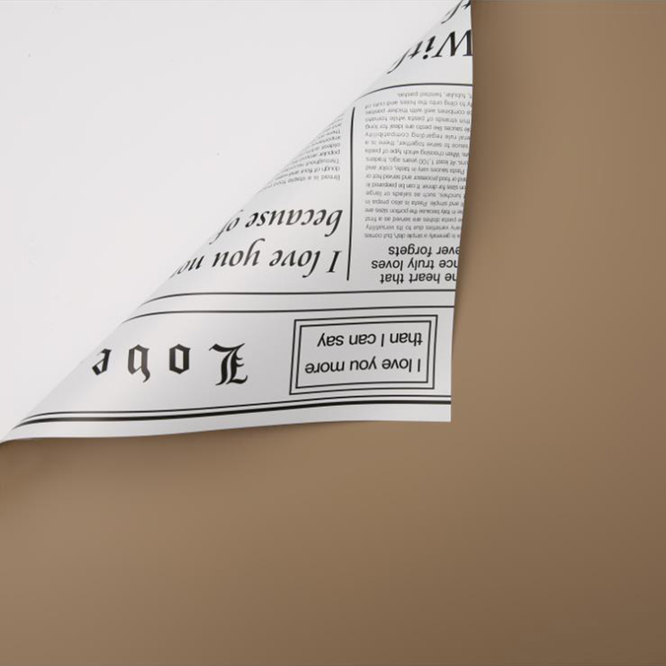 MYHC-23 Einseitige Verpackungsfolie im Zeitungsstil, doppelseitige und zweifarbige Blumenverpackungsfolie aus Rindsleder