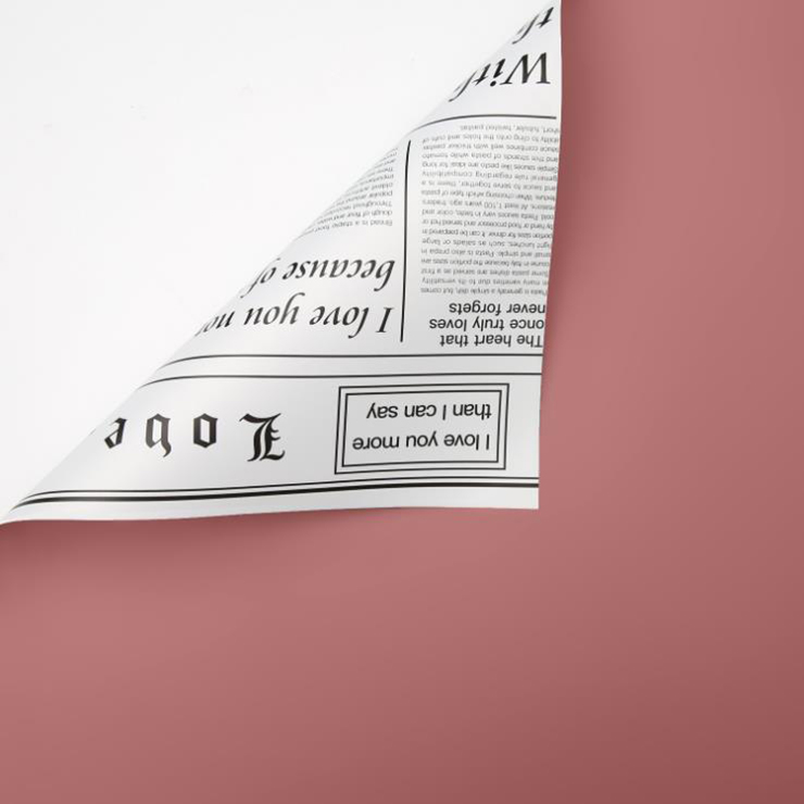 MYHC-23 Einseitige Verpackungsfolie im Zeitungsstil, doppelseitige und zweifarbige Blumenverpackungsfolie aus Rindsleder