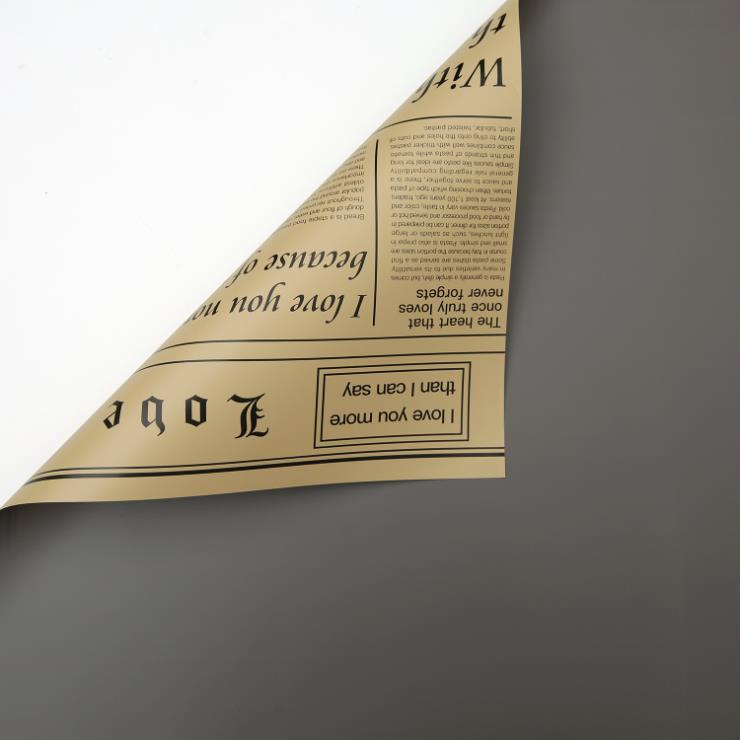 MYHC-23 Einseitige Verpackungsfolie im Zeitungsstil, doppelseitige und zweifarbige Blumenverpackungsfolie aus Rindsleder