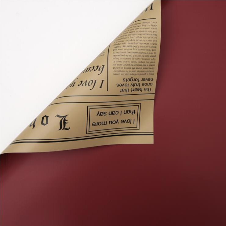MYHC-23 Einseitige Verpackungsfolie im Zeitungsstil, doppelseitige und zweifarbige Blumenverpackungsfolie aus Rindsleder