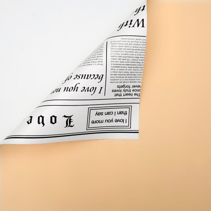 MYHC-23 Einseitige Verpackungsfolie im Zeitungsstil, doppelseitige und zweifarbige Blumenverpackungsfolie aus Rindsleder