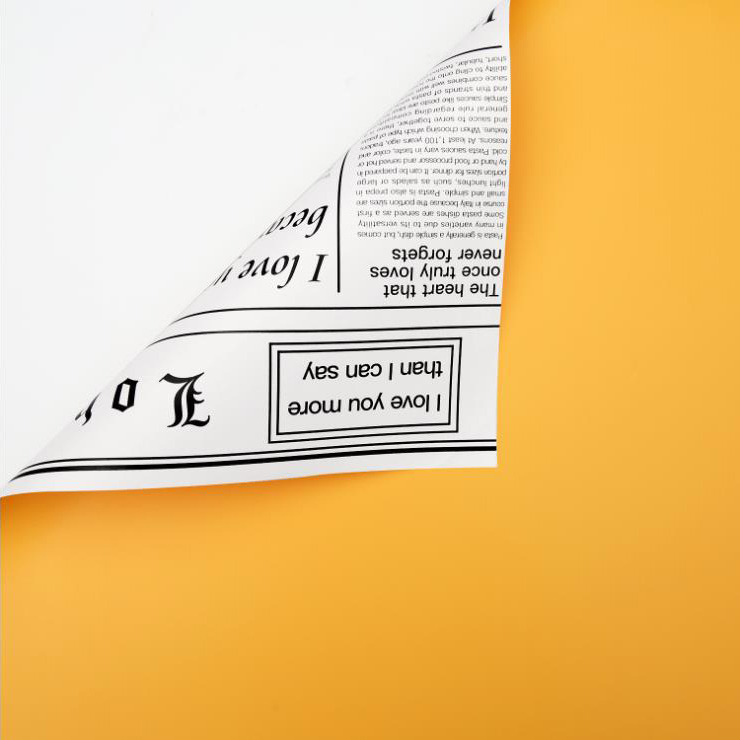MYHC-23 Einseitige Verpackungsfolie im Zeitungsstil, doppelseitige und zweifarbige Blumenverpackungsfolie aus Rindsleder