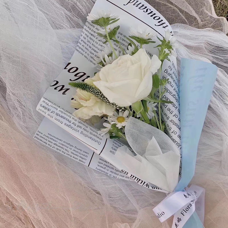 MYHC-23 Einseitige Verpackungsfolie im Zeitungsstil, doppelseitige und zweifarbige Blumenverpackungsfolie aus Rindsleder
