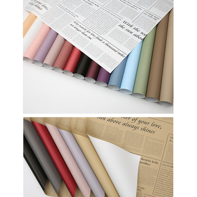 MYHC-23 Einseitige Verpackungsfolie im Zeitungsstil, doppelseitige und zweifarbige Blumenverpackungsfolie aus Rindsleder