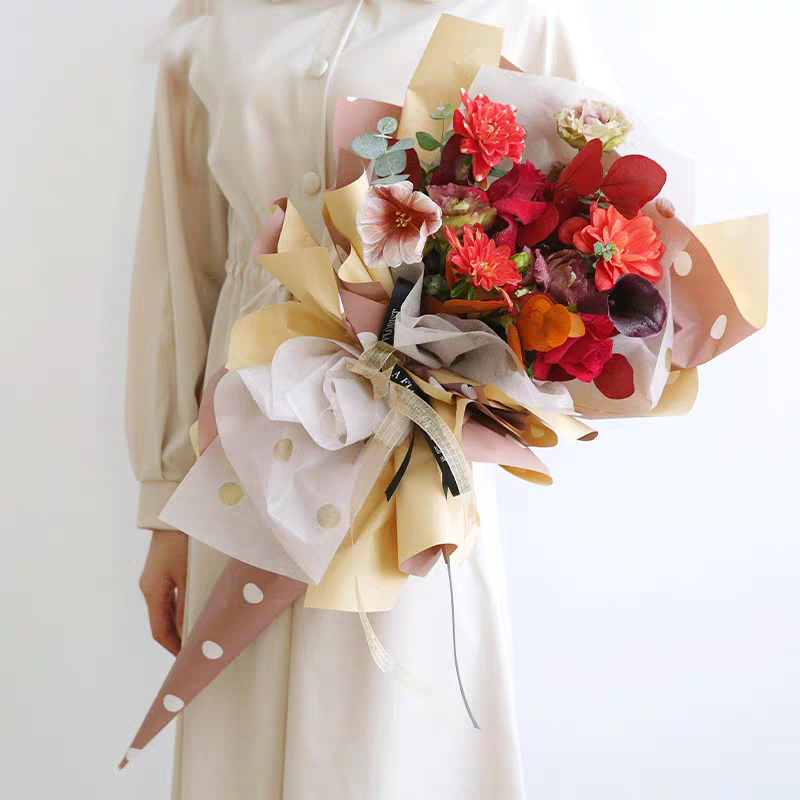 MYHC-24 Einseitig gepunktetes Blumen-Geschenkpapier aus Baumwolle