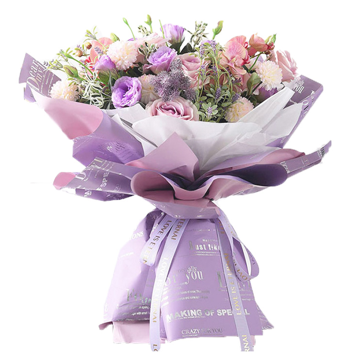 MYHC-25 Einseitiger reflektierender englischer Druck, Perlglanzfolie, Rindsleder-Blumenverpackungsfolie