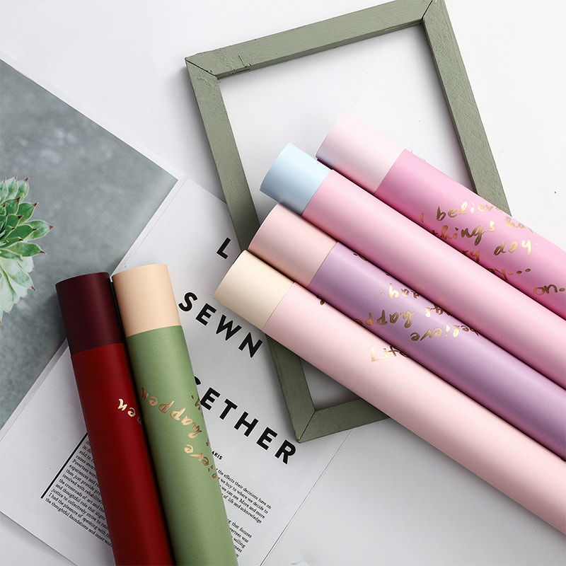 MYHC-26 Einseitiges Geschenkpapier aus Rindsleder mit Blumenmotiv, einseitig goldgenäht, englische Dekoration