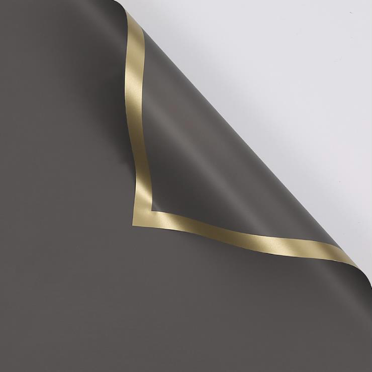 MYHC-27 Blumen-Geschenkpapier aus massiver Perlglanzfolie mit goldenem Rand