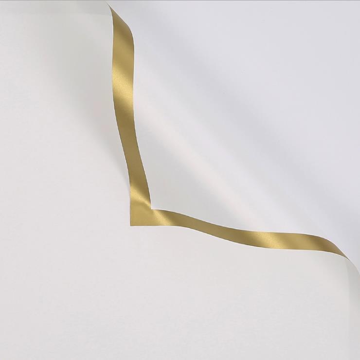 MYHC-27 Blumen-Geschenkpapier aus massiver Perlglanzfolie mit goldenem Rand
