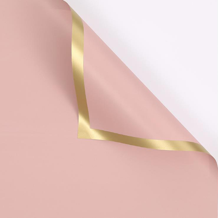 MYHC-27 Blumen-Geschenkpapier aus massiver Perlglanzfolie mit goldenem Rand