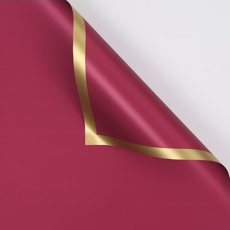 MYHC-27 Blumen-Geschenkpapier aus massiver Perlglanzfolie mit goldenem Rand