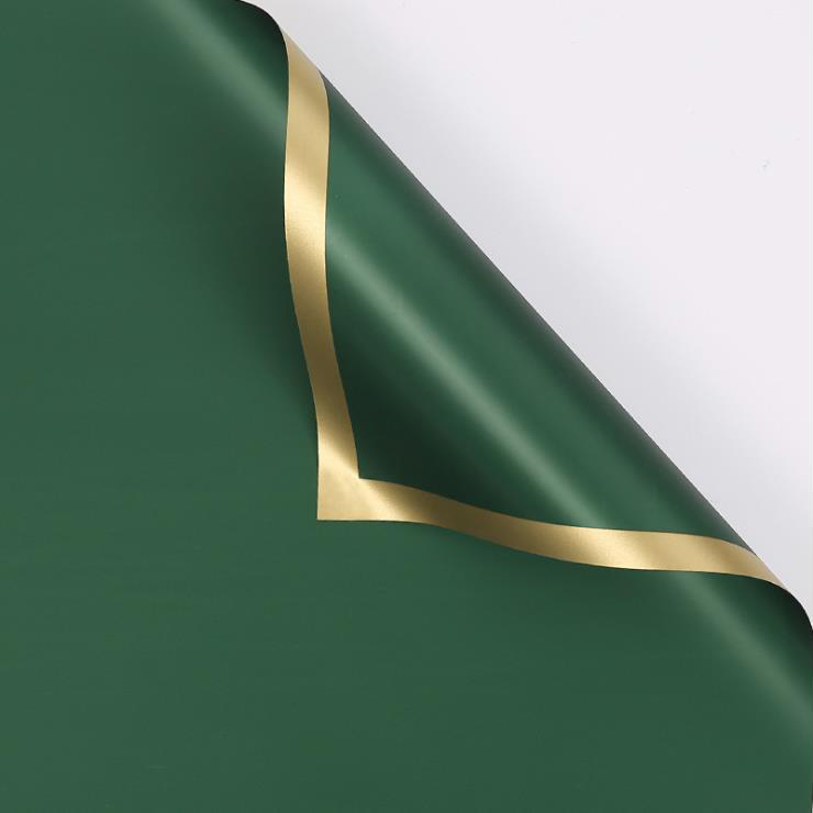 MYHC-27 Blumen-Geschenkpapier aus massiver Perlglanzfolie mit goldenem Rand