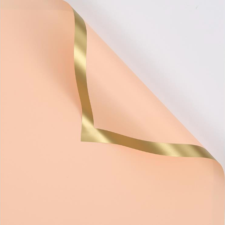 MYHC-27 Blumen-Geschenkpapier aus massiver Perlglanzfolie mit goldenem Rand