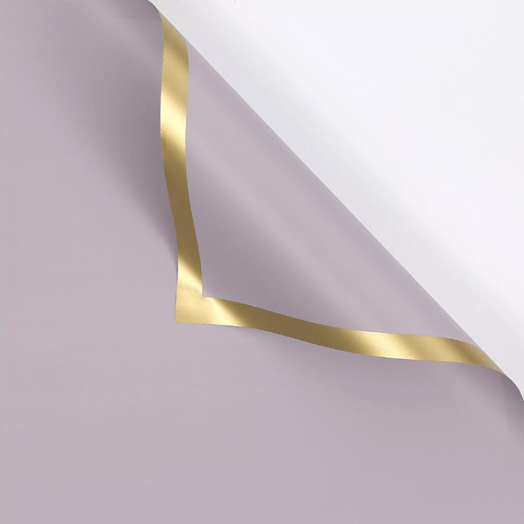 MYHC-27 Blumen-Geschenkpapier aus massiver Perlglanzfolie mit goldenem Rand
