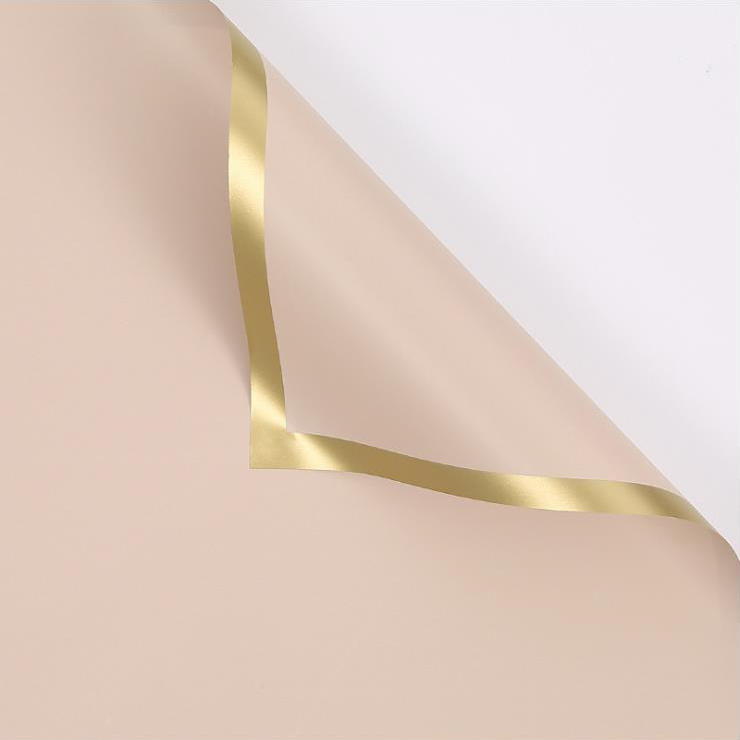 MYHC-27 Blumen-Geschenkpapier aus massiver Perlglanzfolie mit goldenem Rand