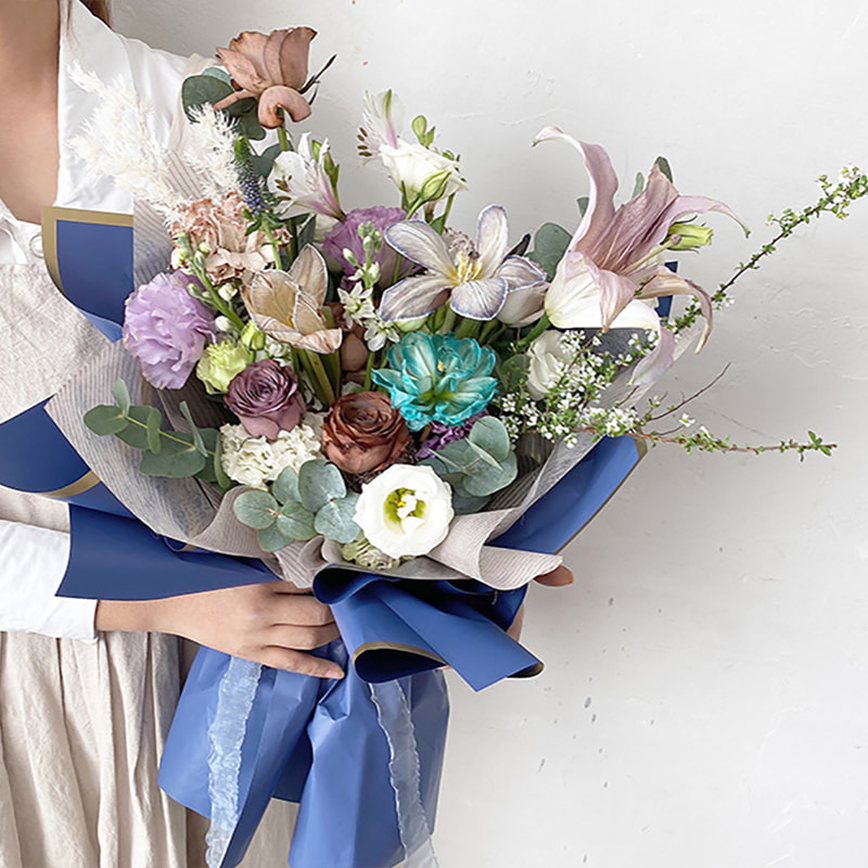 MYHC-27 Blumen-Geschenkpapier aus massiver Perlglanzfolie mit goldenem Rand