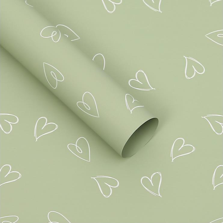 MYHC-28 Geschenkpapier mit herzförmigen Strichzeichnungen und einfarbigen Blumen aus Rindsleder