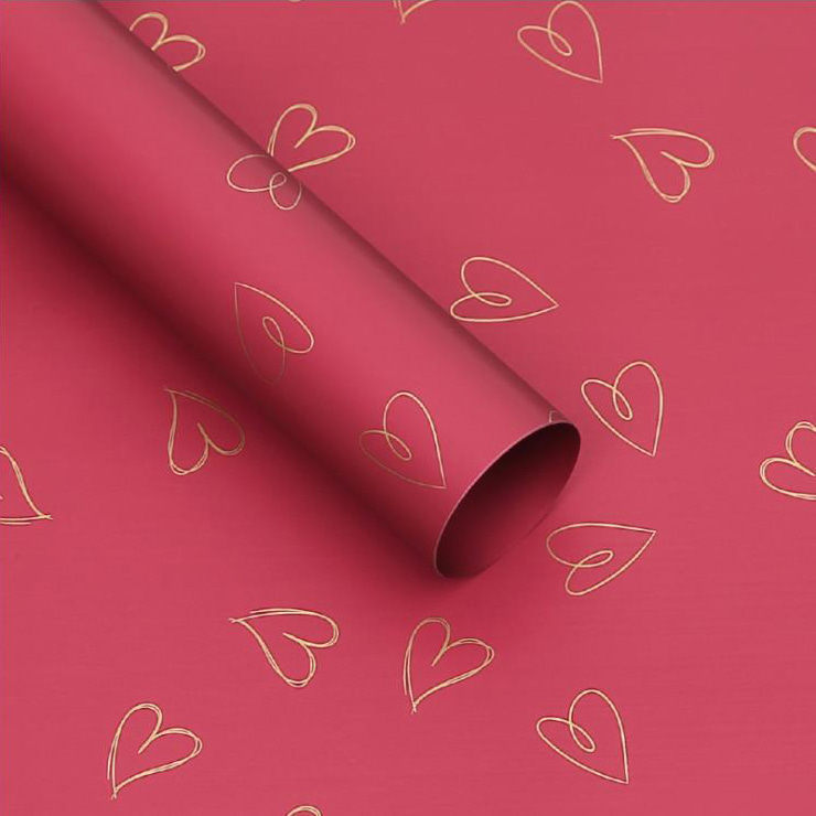 MYHC-28 Geschenkpapier mit herzförmigen Strichzeichnungen und einfarbigen Blumen aus Rindsleder