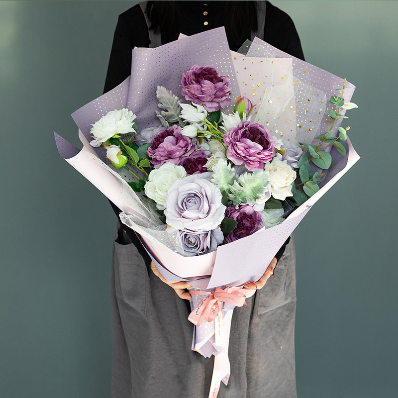 MYHC-34 Punktdekoration, doppelseitige, zweifarbige, aluminiumbeschichtete Baumwollblumen-Verpackungsfolie
