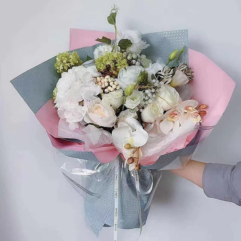 MYHC-34 Punktdekoration, doppelseitige, zweifarbige, aluminiumbeschichtete Baumwollblumen-Verpackungsfolie